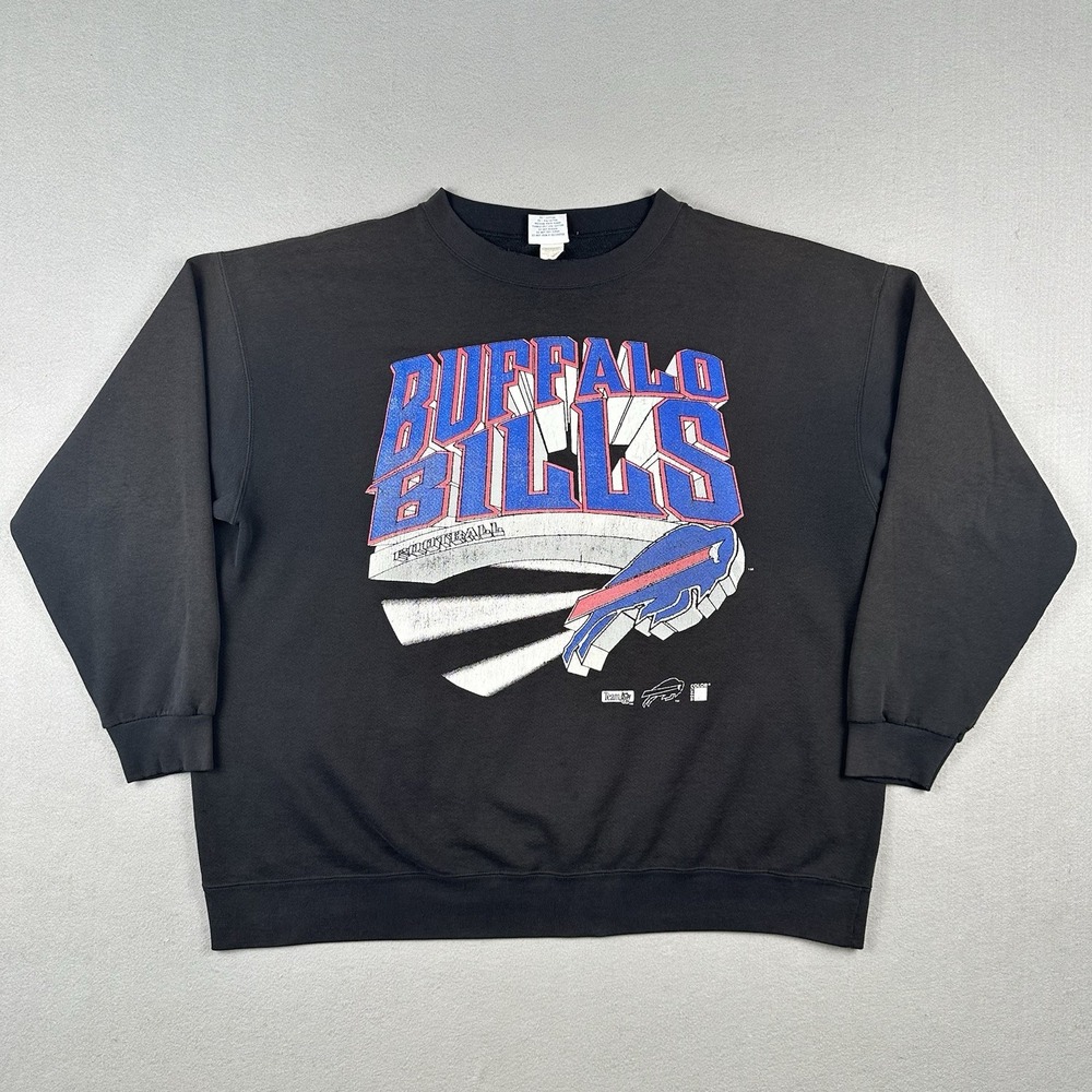 Vintage 90s Buffalo Bills Sweatshirt Men's XL Black Pullover Crew Beck Football